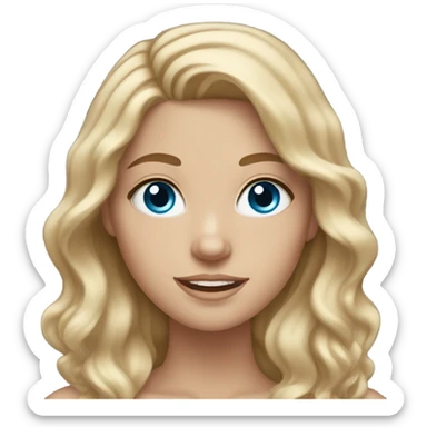 white girl with blue eyes and brown, wavy hair with blonde highlights sticker
