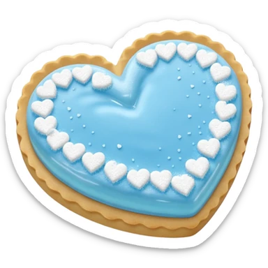 Realistic shortbread cookie in the shape of a heart with baby blue jelly middle filling and sprinkled powder sugar on top. sticker