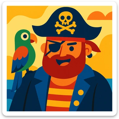 pirate with eye patch and parrot sticker