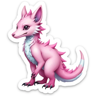 Feral Rare Fantasy cute adorable edgy pastel pink iridescent Vernid-Sergal-species by LiLaiRa, markings, tufted ears, full body sticker