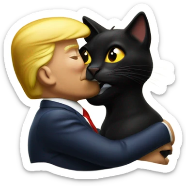 Photo realistic, Donald Trump, kissing and embracing black cat, at the beach by the pool sticker