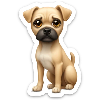 small terrier dog fawn colored with a pug tail  sticker