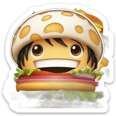 Luffy qui attaque un burger de nami sticker
