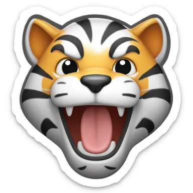 cute human tiger shape, laughing expression with lightning with the HO symbol sticker