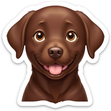 Cinematic Comical Chocolate Labrador Portrait Emoji, Head tilted dramatically with an exaggeratedly amused expression, featuring a glossy chocolate Fur with a rich, radiant finish, wide, expressive brown eyes filled with playful disbelief, Simplified yet hilariously expressive features, highly detailed, glowing with a slightly sassy glow, high shine, dramatic yet playful, stylized with an air of cheeky mischief, bright and endearing, soft glowing outline, capturing the essence of a spirited and over-the-top companion, so meme-worthy it feels like it could side-eye its way into internet fame instantly! sticker