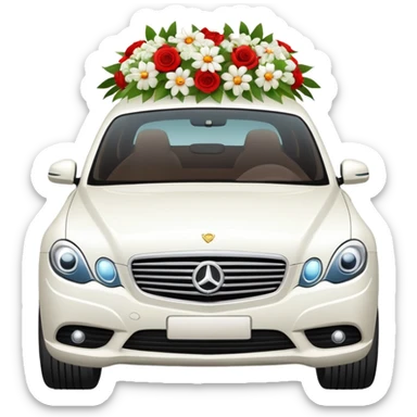 luxury car with wedding decorations, horizontal sticker