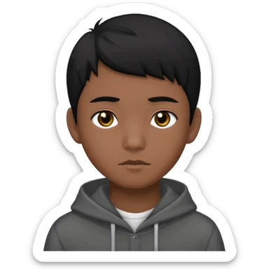 Dark Asian teenage boy with black hair black eyes sticker