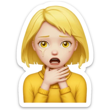 Yellow girl Chocking herself emote sticker