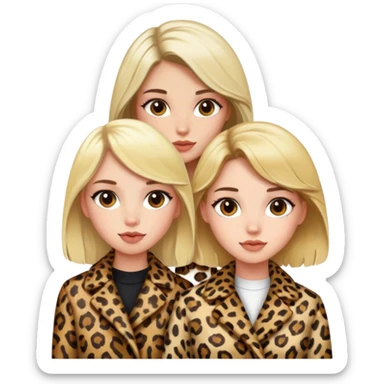 A blonde girl with a brunette girl in leopard print coats sticker