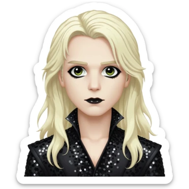 Lestat de Lioncourt with long platinum blonde hair, black sequin outfit sticker