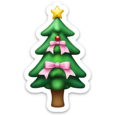 Christmas tree with light pink bow sticker