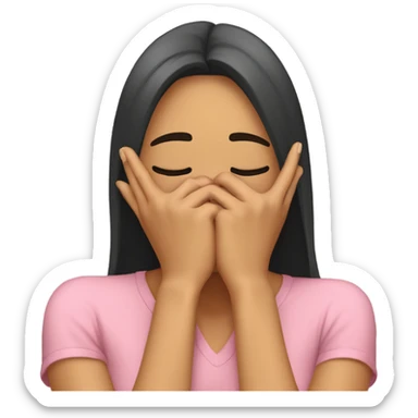 Overwhelmed and ashamed, female covering face sticker