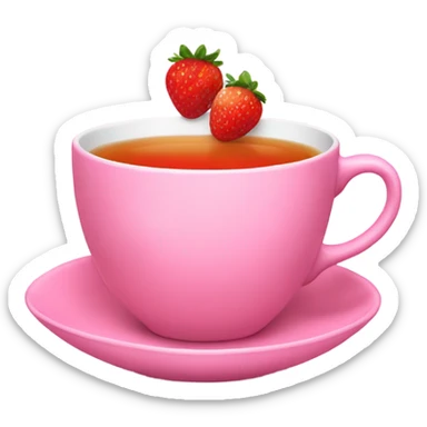Pink tea cup filled with strawberry tea sticker