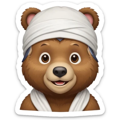 cute Russian grizzly bear wearing a white durag sticker