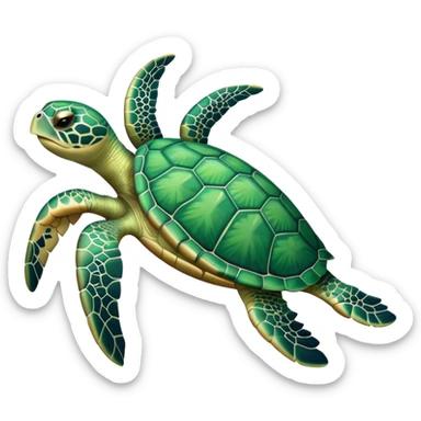 cute sea turtle swimming sticker