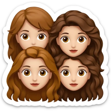 Una morena con pelo castaño y rizado y ojos marones y otra blanquita con pelo liso con las puntas onduladas y pelo castaño y ojos marrones Amigas lindas abrazándose  sticker