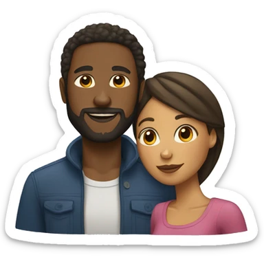 Couple black man with beard and mixed race woman sticker