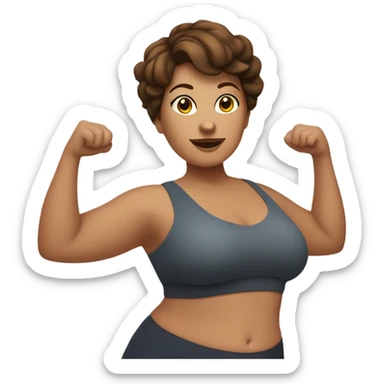 Pretty voluptuous Woman with short brown hair doing Pilates exercises  sticker