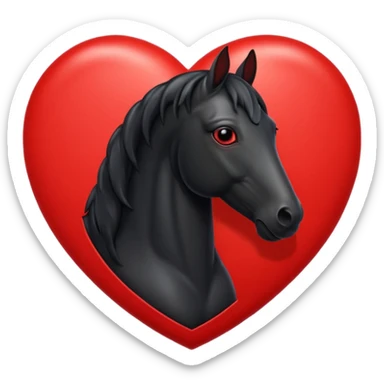 Black Horse centered within a red heart emoji sticker