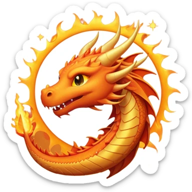 a sun with dragon features and a comet tail, blending all three elements sticker