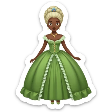 marie Antoinette fashion dark skinned woman green dress sticker