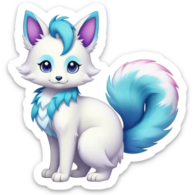 Kawaii bright fantasy ethereal anthro fursona Fakemon with tufted tail  sticker