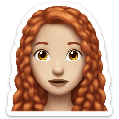girl with red long hair, white skin septum piercing and brown eyes sticker