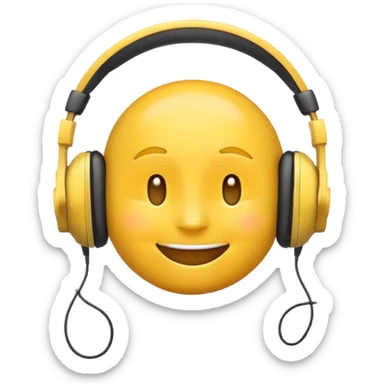 A happy emoji wearing headphones listening to music sticker