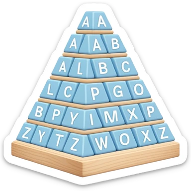 pastel blue alphabet blocks for children stacked in a pyramid sticker