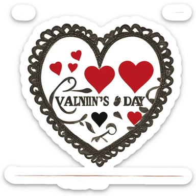 vintage valentine’s day card black red sticker