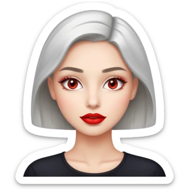 She is a cool and confident young woman with sparkling light gray eyes and fair, smooth skin. She is very beautiful. sticker