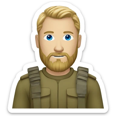 ukrainian military man with blonde with a beard and blue eyes who looks like ragnar lodbrok sticker