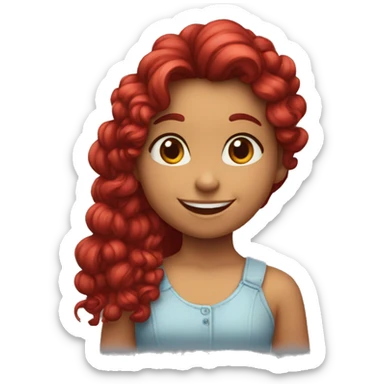 Niña de pelo rojo rizado sonriendo  sticker