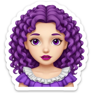 Very beautiful girl – With long, tight curls – Purplish dark circles – Slightly purple gums – Thin lips – She wore a ruffled skirt.” sticker