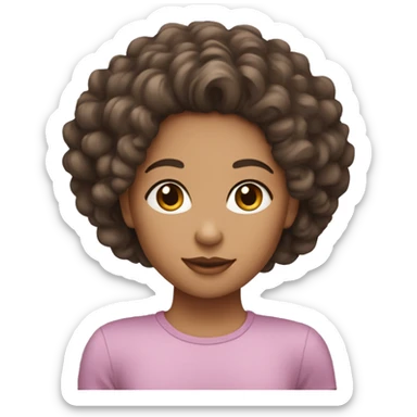 a girl who’s lightskin with curly 4b hair sticker