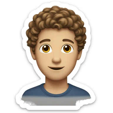 White boy with semi curly brown hair sticker