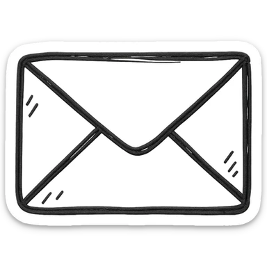 e-mail icon, hand drawn envelope, sketchy lines, playful, hand drawn icon style sticker