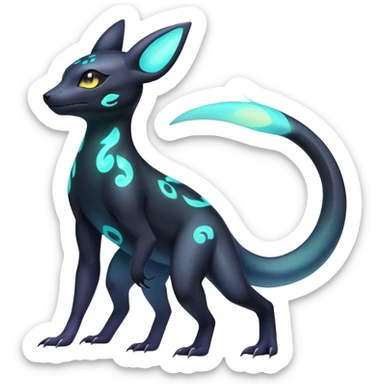 Ethereal Pastel Nebulae Exotic Salandit-Umbreon-Fakémon-hybrid-creature (full body)  sticker