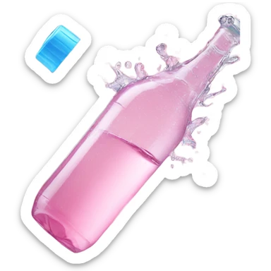 Open bottle of water pink who's splashing  sticker