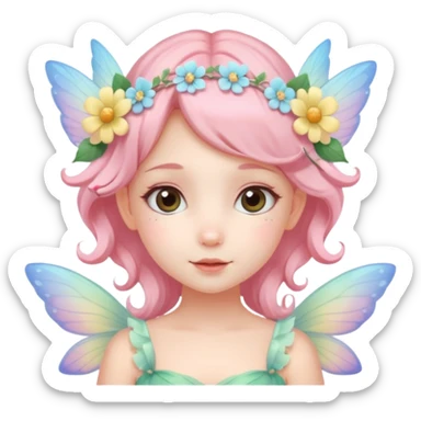 cute pastel fairy girl flower head decoration sticker