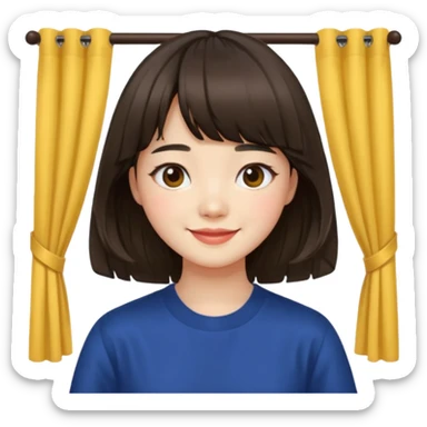 Korean girl with medium hair and curtain bangs sticker