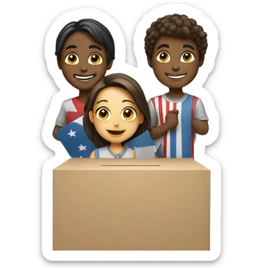 smiling girls and boys together to vote sticker