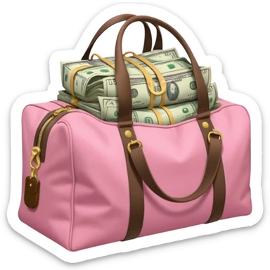  a pink duffle bag filled to the brim with cash sticker