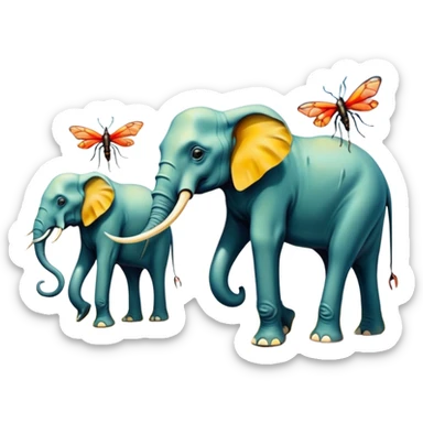 spam land surreal dali style melting landscape - mystical surreal elephants with long legs like insects - from Salvador Dali's paintings with long legs like insects sticker