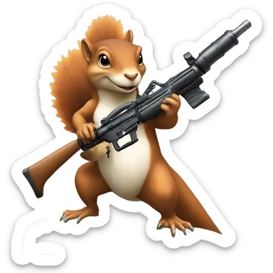 squirrel with RPG riding t. rex in space sticker