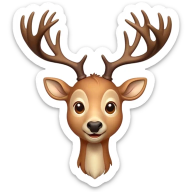 Cinematic Comical Deer Portrait Emoji, Head tilted dramatically with an exaggeratedly amused expression, featuring a sleek dappled coat and whimsically contorted antlers, wide, expressive eyes filled with playful disbelief, Simplified yet hilariously expressive features, highly detailed, glowing with a slightly sassy glow, high shine, dramatic yet playful, stylized with an air of cheeky woodland mischief, bright and endearing, soft glowing outline, capturing the essence of a spirited and over-the-top deer, so meme-worthy it feels like it could side-eye its way into forest folklore instantly! sticker