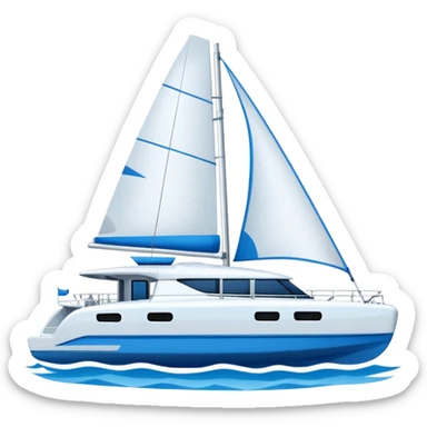 A catamaran with a white background. No wording or lettering on the boat  sticker
