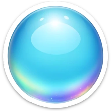 Round cut blue smithsonite gemstone with sky blue color and holographic rainbow reflections sticker