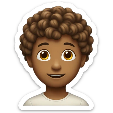 niño pequeño con pelo rizado y con una cereza sticker