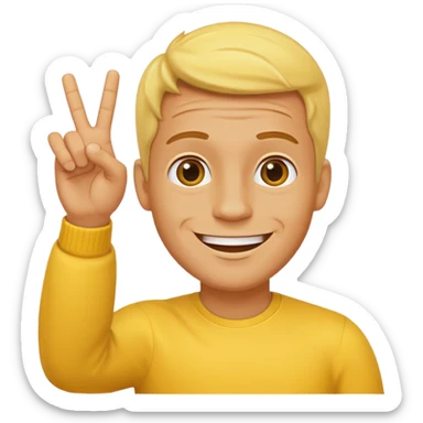 A yellow man with both his hands up waving his fingers towards himself  sticker